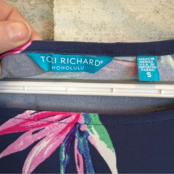 Tori Richard Hawaiian Top Tropical Palm Leaf Sz S Blue Pink Vacation Resort - Picture 14 of 15